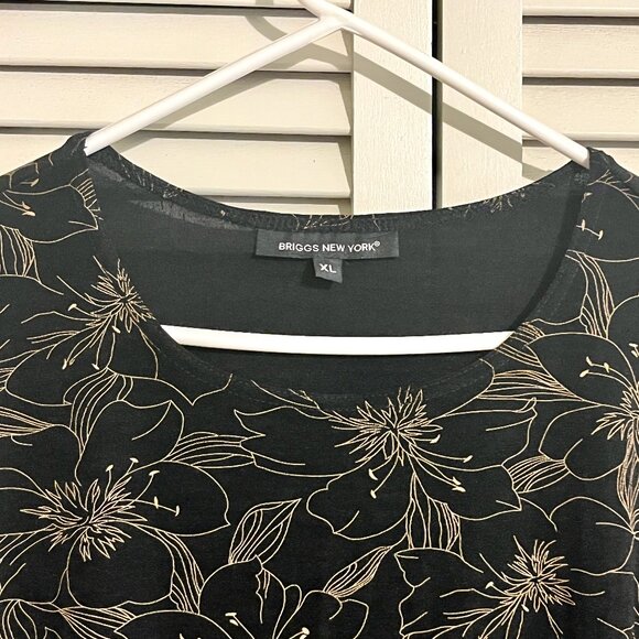 Briggs New York Tunic * Size XL * 3/4 Sleeve * Black/Gold * Stretch * New W/Tag - Picture 2 of 5